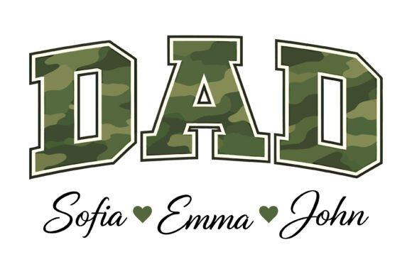 Camo Dad Custom Names Design: Graphics & T-Shirt Designs