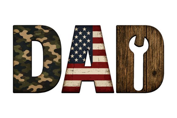 Dad Camo USA Wood Tool Design: Graphics & T-Shirt Designs