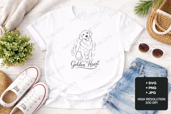 Golden Heart Golden Retriever SVG: Graphics & T-Shirt Designs