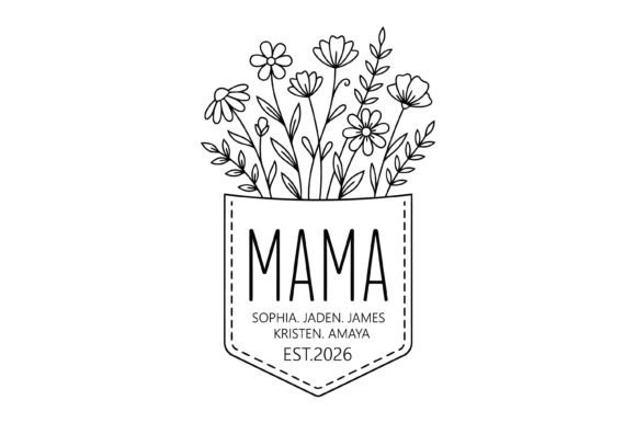 Mama Floral Pocket Graphics for T-Shirt Designs